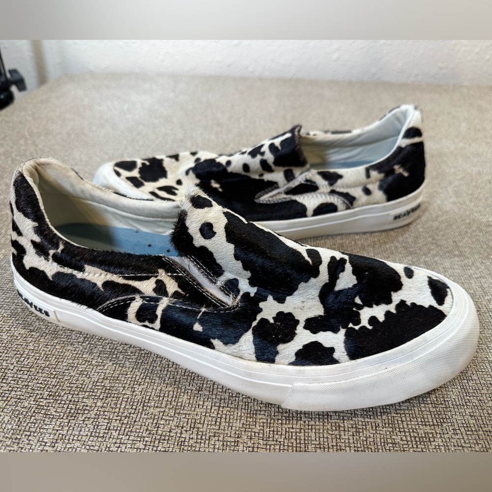 SeeVees women’s cow print slip on platform sneakers. Size 7; Barely worn.